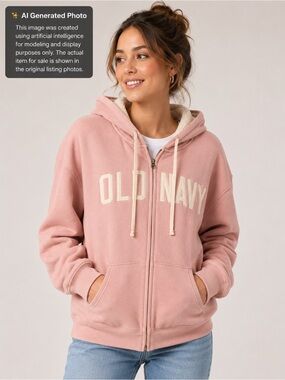 Old Navy Pink Sherpa-Lined Zip XL Tall Hoodie Jacket